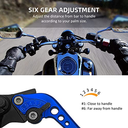 M MATI Upgrade Universal 7/8" 22mm Handlebar Brake Master Cylinder Clutch Lever Set Left & Right Motorcycle Levers Compatible with Yamaha Honda Kawasaki Suzuki Harley(Blue) - color: Blue
