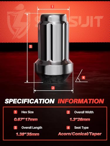 Sposuit 24 Pcs M12x1.25 Chrome Spline Lug Nuts, 19mm Hex, for Nissan - color: Chrome, size: M12x1.25, style: 24 Pcs