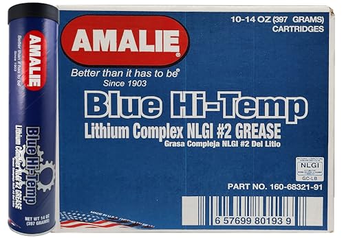 Amalie Blue Hi-Temp Grease #2 (160-68321-91) 14 Oz Tube, Pack of 10 | Made in USA - size: 14 Ounce