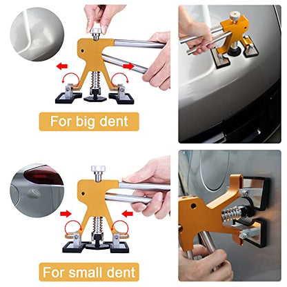 Auto Body Dent Puller Kit, Paintless Dent Repair Tool Adjustable Car Dent Remover Kit with Rubber Hammer and Metal Tap Down Pen for Auto Hail Damage Repair & Other Metal Surface 39PCS
