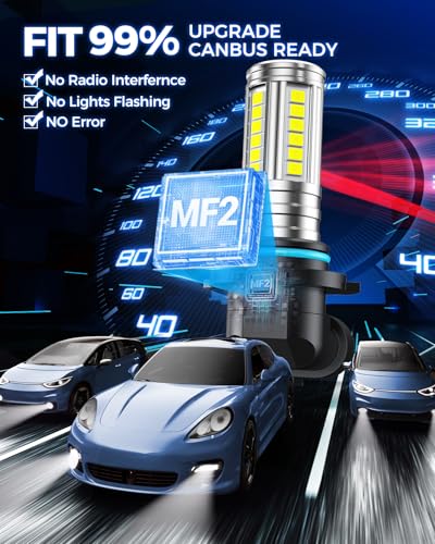 Marsauto HB4/9006 LED Fog Light Bulbs, 12,000LM 9006 HB4 LED Fog Light Bulbs, 360° Illumination 600% Brightness Strong Penetration, 1:1 Mini Size 60 Pcs CSP Chips 9006 Led Bulb, Tire Light Assemblies - color: White, size: MF2 9006/HB4
