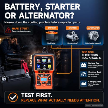 FOXWELL NT301 Plus 2-in-1 OBD2 Scanner & 12V Car Battery Tester