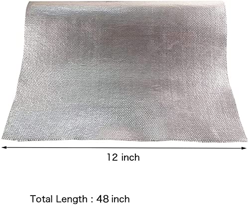 12'' X 48''Aluminized Heat Shield Mat Thermal Barrier Adhesive Backed Heat Blanket, Fiberglass Insulation Reflective Material High Temp Protection - size: 12 x 48 Inch