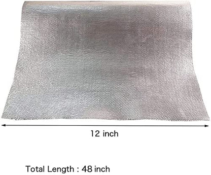 12'' X 48''Aluminized Heat Shield Mat Thermal Barrier Adhesive Backed Heat Blanket, Fiberglass Insulation Reflective Material High Temp Protection - size: 12 x 48 Inch