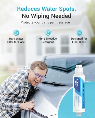 AQUA CREST Hard Water Filter for Hose Car Wash, Reduces Hard Water Spots