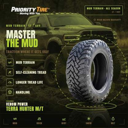 Venom Power Terra Hunter M/T LT35X12.50R20 Mud Terrain 121Q E (10 Ply) Tire - size: 35X12.50R20