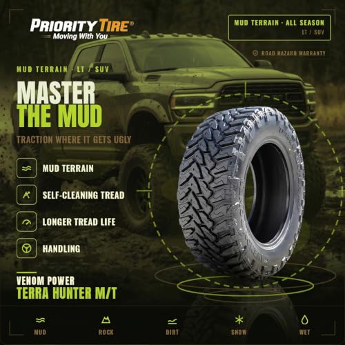 Venom Power Terra Hunter M/T LT35X12.50R20 Mud Terrain 121Q E (10 Ply) Tire - size: 35X12.50R20