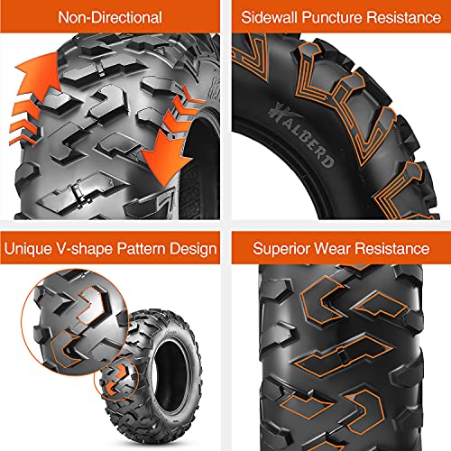HALBERD ATV Tires, 25x8-12 & 25x10-12, 6PR All Terrain, Set of 4 - size: 25x8-12 & 25x10-12