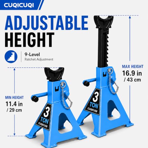 Jack Stands, Heavy Duty Car Jack Stand with Lock Pin and Large Foot Base for Car SUV, 3 Ton Stand Car Lift 1 Pair Light Blue - color: Light Blue