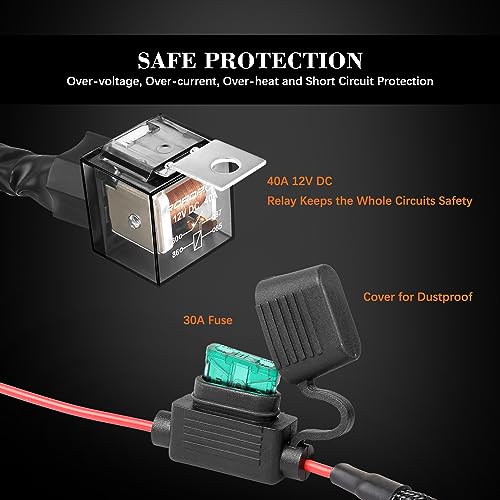 LED Light Bar Wiring Harness On Off Switch Relay 30A Fuse - style: 1 Lead
