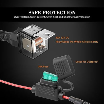 LED Light Bar Wiring Harness On Off Switch Relay 30A Fuse - style: 1 Lead