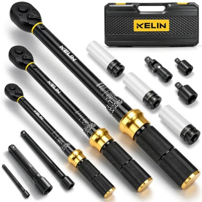 KELIN 12PCS Click Torque Wrench Set 1/4" 3/8" 1/2" ±3% Accuracy