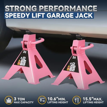Auto Dynasty 3 Ton Floor Jack, Hydraulic w/Single Piston Quick Lift, Pink - color: Pink, size: 3 ton