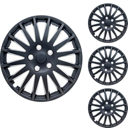 Akcsport Premium Hubcaps Wheel Covers for Toyota Nissan Kia Volkswagon 15 inch to 17 inch (Racing Matte Black, 15 Inch) - size: 15 Inch, style: Racing Matte Black