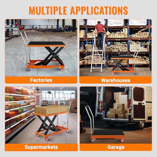 GarveeTech Hydraulic Lift Table Cart, 500 LBS Capacity, 28.5 in Height - color: Orange, size: 500 LBS