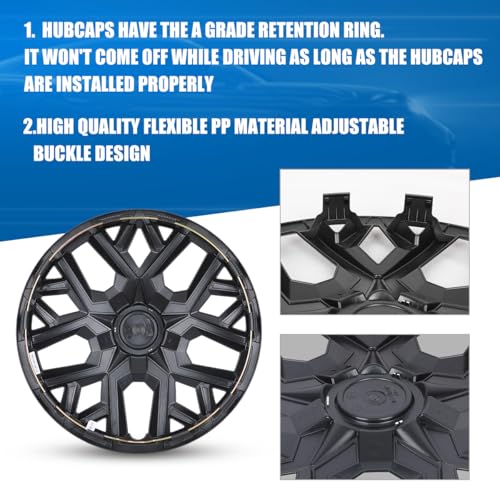 Winjet 14'' Set of 4 Universal Hubcaps Wheel Cover Replacement R14 Hub Caps,PP Material Universal Wheel Rim Cover,Auto Tire Replacement Exterior Cap (14 Inch,Set of 4,Matte Black) - color: Matte Black(5181-BP-14), size: 14 inch