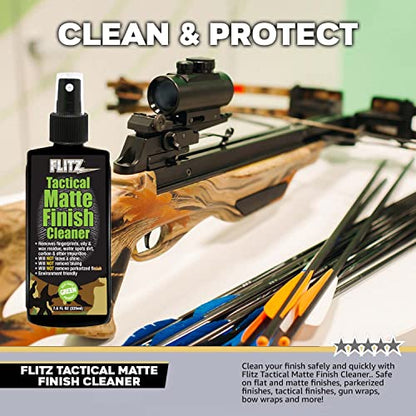 Flitz Tactical Matte Finish Cleaner - 7.6oz Bottle of USA-Made Gun Cleaner Spray to Remove Fingerprints, Oil, & Other Grime - Fast-Drying Cleaning Solution for Gun Wraps & More (1 Pack) - size: 7.6 Ounce (Pack of 1)