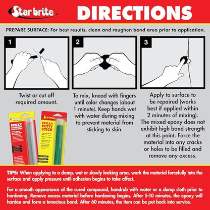 STAR BRITE Epoxy Putty Stick for Quick, Versatile, Permanent Repairs - style: Fiberglass, Wood, Plastic