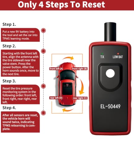 Ford TPMS Relearn Tool, FIRSTOOL EL-50449 TPMS Reset Tool, Tire Sensor Programmer Tire Pressure Sensor Reset for Ford Lincoln Mercury, TPMS Programming Tool Compatible with F150 F250 Flex etc - size: No Battery