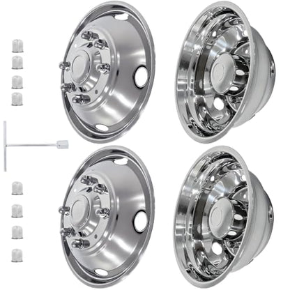 hightall 19.5 Wheel Simulators, 19.5" 10 Lug Stainless Steel Hubcaps,Polished Surface,2Pcs Front Wheel/2Pcs Rear Wheel,Bolts On Wheel Cover Set Compatible with Ford 1999-2002 F450/F550 - size: 19.5" For 1999-2002 F450 F550