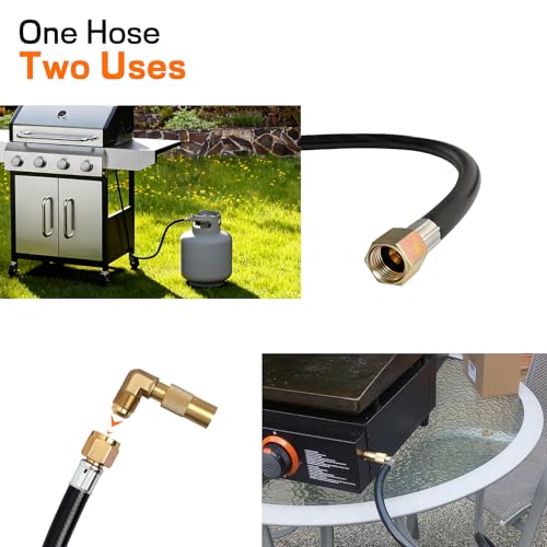 veralune 6 FT Propane Adapter Hose & Regulator with 90° Elbow Adapter for Blackstone Propane Hose, for Blackstone 17", 22", 28", 36" Tabletop Griddle, for 1lb to 20lb or Larger Propane Tank - size: 6 Feet