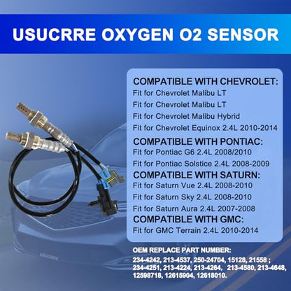 2Pcs 234-4242 234-4251 O2 Oxygen Sensor,Automotive Replacement 02 Sensors Compatible with Chevrolet/Chevy for Equinox 2.4L 2010 2011 2012 2013 2014 for GMC/Terrain 2.4L Upstream Downstream