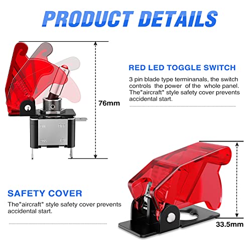 Nilight Ignition Switch Panel with Engine Push Button 12V 2 in 1 - color: Red 2 in 1 Panel
