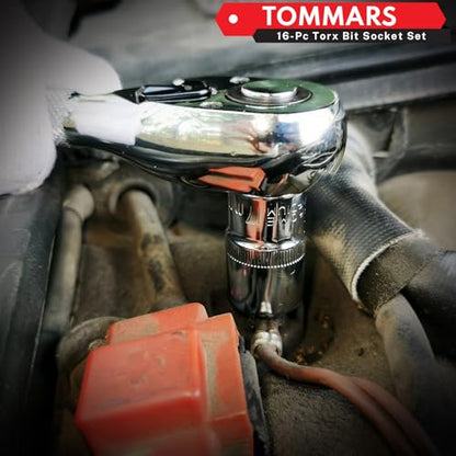 TOMMARS 16-Piece 3/8" Drive Conventional Torx Socket Set - style: Torx Bit Socket
