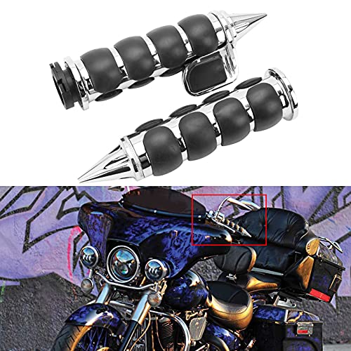 Pair of 1" Dual Chrome Motorcycle Bar End Hand Grips Handlebar Compatible with Cruisers Harley Yamaha Suzuki - color: Chrome#3