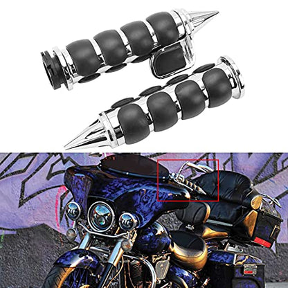 Pair of 1" Dual Chrome Motorcycle Bar End Hand Grips Handlebar Compatible with Cruisers Harley Yamaha Suzuki - color: Chrome#3