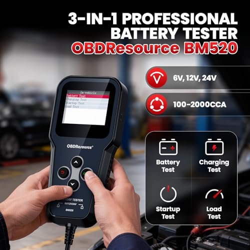 OBDResource Professional Car Battery Tester, Automotive Battery Analyzer - color: red