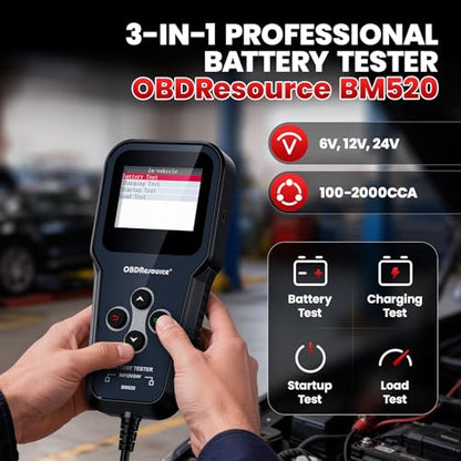 OBDResource Professional Car Battery Tester, Automotive Battery Analyzer - color: red