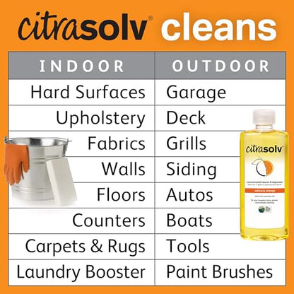 Citra Solv Concentrated Cleaner & Degreaser, Deodorizer, Home & Outdoor, Adhesive Remover, Paint Thinner, Natural Orange Oil, Valencia Orange 8 Fl Oz - size: 8 Fl Oz