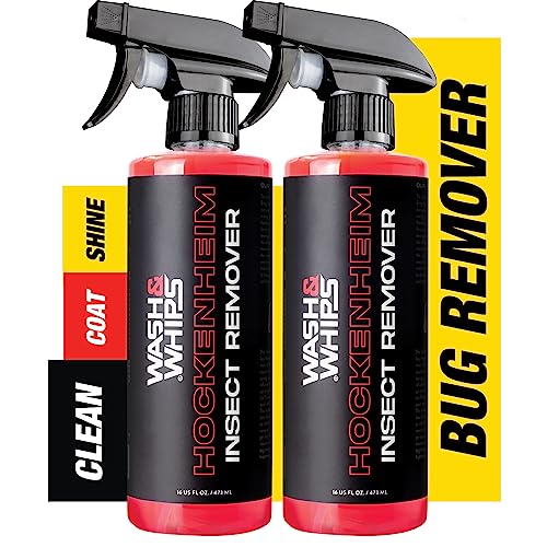 WASH&WHIPS Hockenheim Insect Remover - for Droppings & Grease for Car Detailing, RVs, Trailers, Airplanes Professional Strength Dissolves without Scratching, 16 fl oz (2pk) - size: 16 Fl Oz (Pack of 2), style: Without Towel.