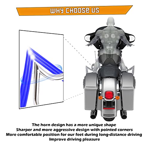 Kinglemc Crash Bar Engine Guard for Harley Touring(Chrome) - color: Chrome-Mustache