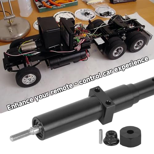 1/10 RC Trailer Axle Kit, 167mm/6.6in RC Trailer Dual Axles, Black Metal Non Powered Rear Wheel with Screws Accessories Replacement for Tamiya 1/10 Rc Tractor Truck, 1Pcs