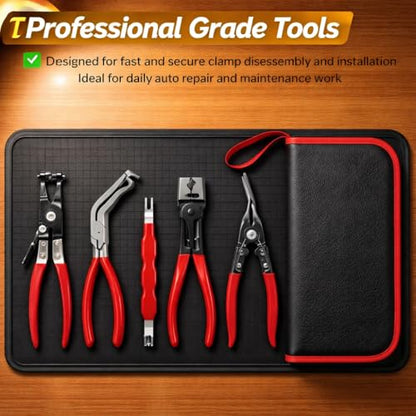 5PCS Automotive Electrical Disconnect Pliers Kit with Leather Storage Case