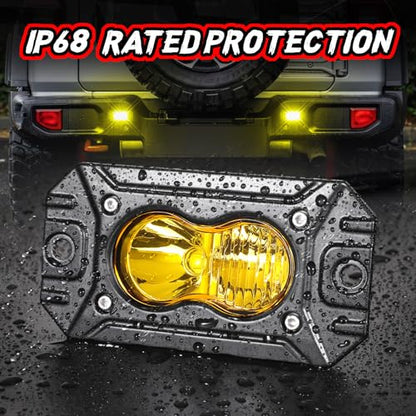 Flush Mount Pod Lights Yellow LED Driving Fog Light Offroad - color: Yellow Flush