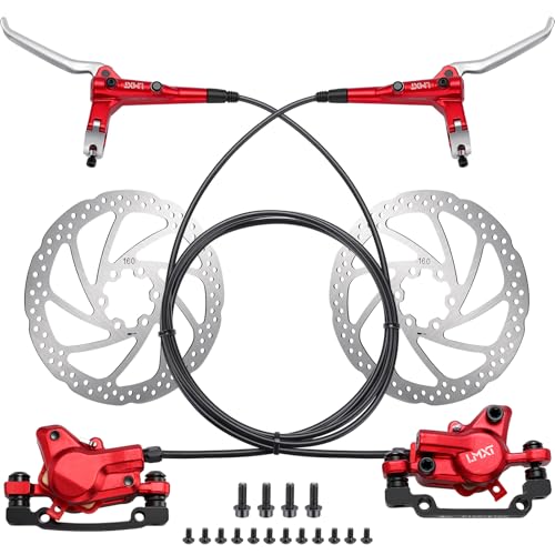TOBWOLF MTB Hydraulic Disc Brake Kit, Dual Piston Brakes Set - color: Red Hydraulic Disc Brake Set - Dual Piston