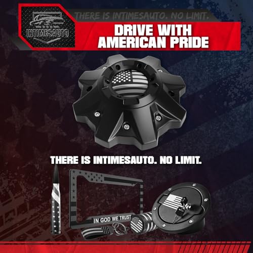 4-Pack Center Caps for Fuel Offroad 1002-53B M-447 8-Lug — Matte Black, American Flag - color: Matte Black with American Flag, size: Fuel Offroad 1002-53B M-447 8-Lug
