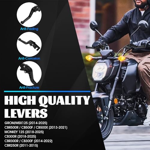Brake Clutch Levers CNC for GROM 125 14-26 CB300R Monkey 125 18-25 CBR500R CBR500F CBR500X 13-21 CBR300R/F/FA 14-21 CB400F/R 13-15 CBR250R 11-15 Motorcycle Adjustable Lever Black