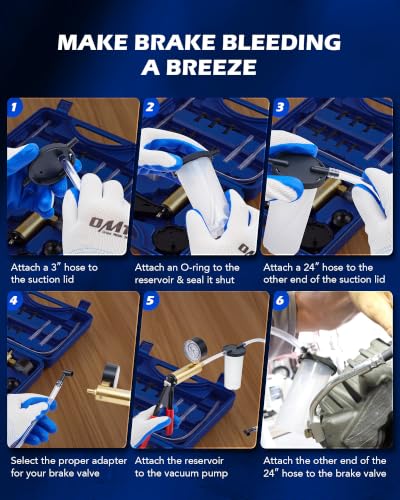OMT 2-in-1 Brake Caliper Compression Tool and Vacuum Pump Bleeder Kit - color: Blue