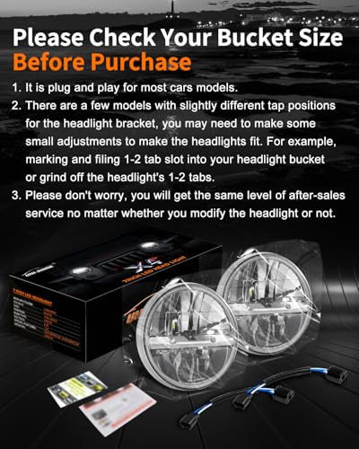 UNI-SHINE 2PCS Chrome 7 Inch LED Headlights - DOT Approved, Hi/Lo Beam, Compatible with Jeep Wrangler, Chevy, and Miata - Plug and Play - color: X4C(2pcs）