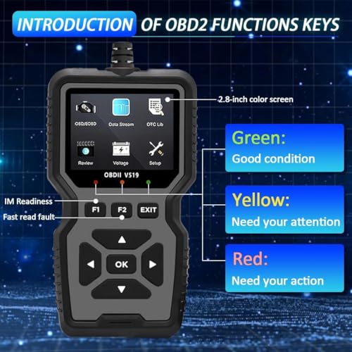 OBD2 Scanner Diagnostic Tool - Check Engine Light Code Reader, Reset Function, Data Stream, I/M Readiness, Full Features, Modes 6 & 8, for All 1996+ Vehicles - color: Gray