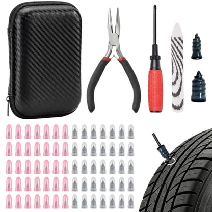 73 Pcs Tire Plug Kit, Quick Self-Service Emergency Tire Repair Screws Kit