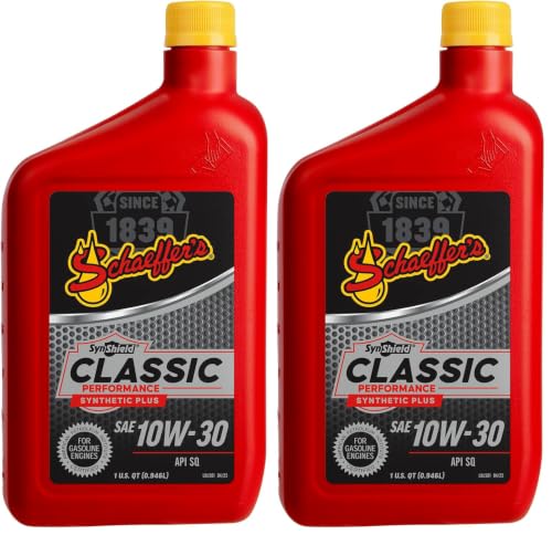 Schaeffer Manufacturing Co. 4030-012S SynShield Classic Performance Synthetic Plus Gasoline Engine Oil 10W-30, 1-quart bottle (Pack of 2) - size: 1 quart (32 fl oz) (Pack of 2)