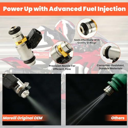 Magneti Marelli IWP-069 Fuel Injector High-Performance 480cc/min Flow Rate, 14.5 Ohms High Impedance, OEM Replacement for Ducati Superbikes, Mercruiser Marine Engines, and Harley-Davidson Motorcycles