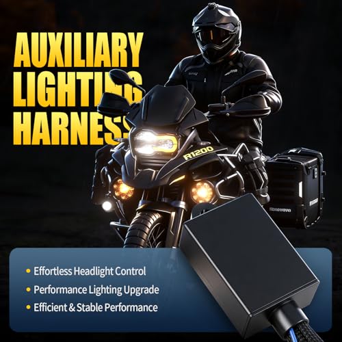 JHE Motorcycle Led Light Wiring Harness Kit,Driving Light Switch, With Waterproof Motorcycle Light Switch, Used To Control Led Light Bar/Driving Light/Fog Light Wiring Harness For Motocycle,3 MODE.