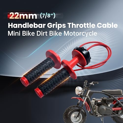 Red 7/8" 22mm Handlebar Handle Grips Throttle Cable for 50cc 90cc 110cc 125cc 150cc 200cc 250cc Mini Bike ATV Quad Pit Bike Dirt Bike Motorcycle