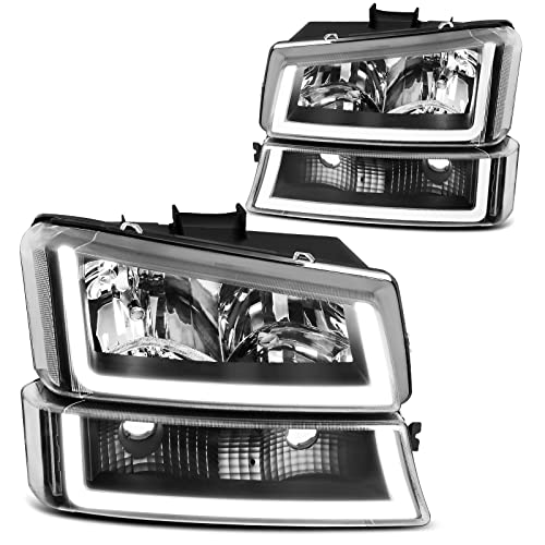 DWVO LED DRL Headlight Assembly Compatible with 2003-2006 Silverado Black - color: B Black Housing Clear Reflector